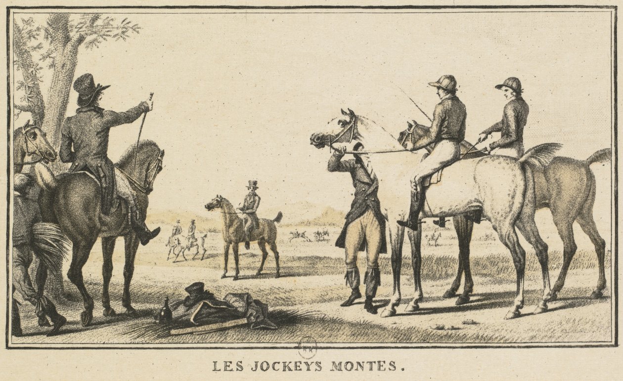 Scene di corsa: Il fantino che monta il cavallo da Carle Vernet