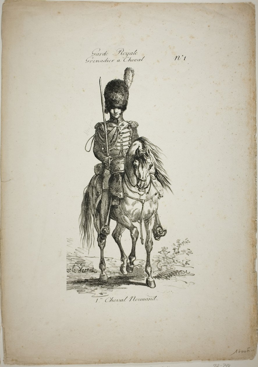 Guardia reale, granatiere normanno a cavallo e cavallo, n. 1 da Carle Vernet