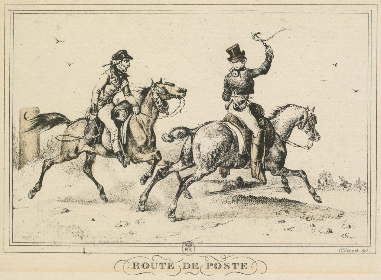 Scene di vita quotidiana, strade e sentieri: Strada della posta da Carle Vernet