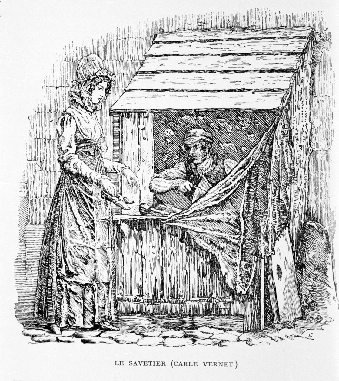Il Savetier. Incisione di Carle Vernet. XIX secolo. da Carle Vernet