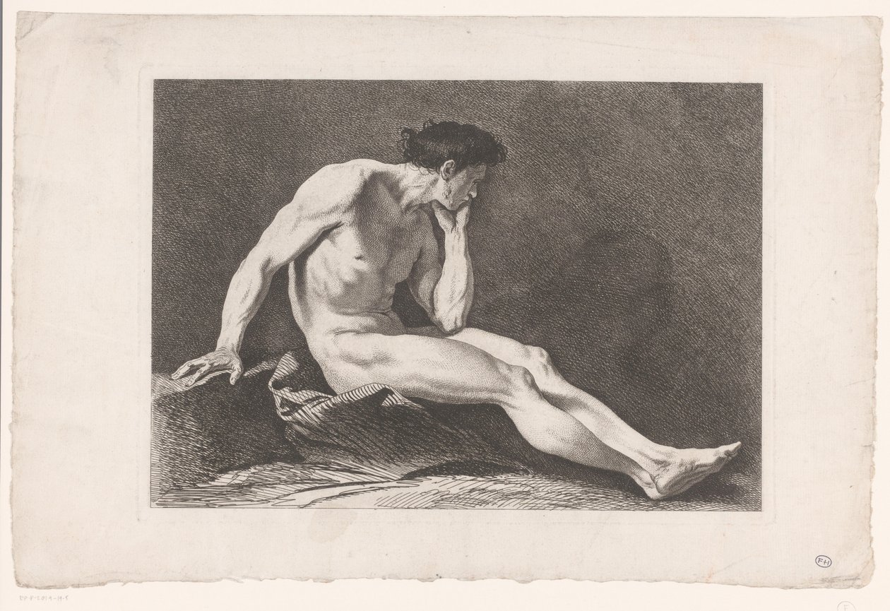 Studio accademico di nudo maschile seduto (serie di sei studi accademici) da Carle van Loo