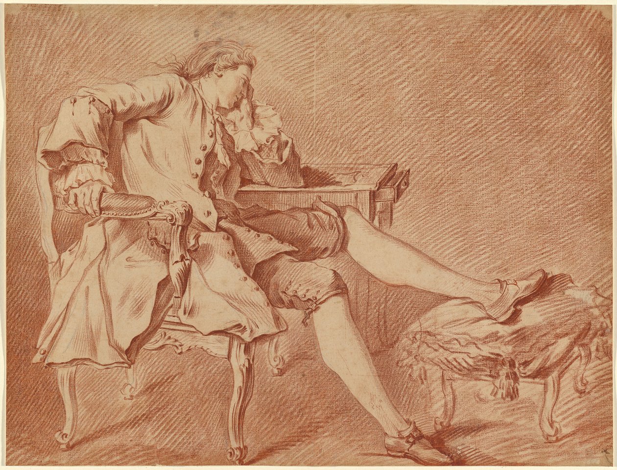 Gentiluomo che si rilassa su una sedia da Carle van Loo