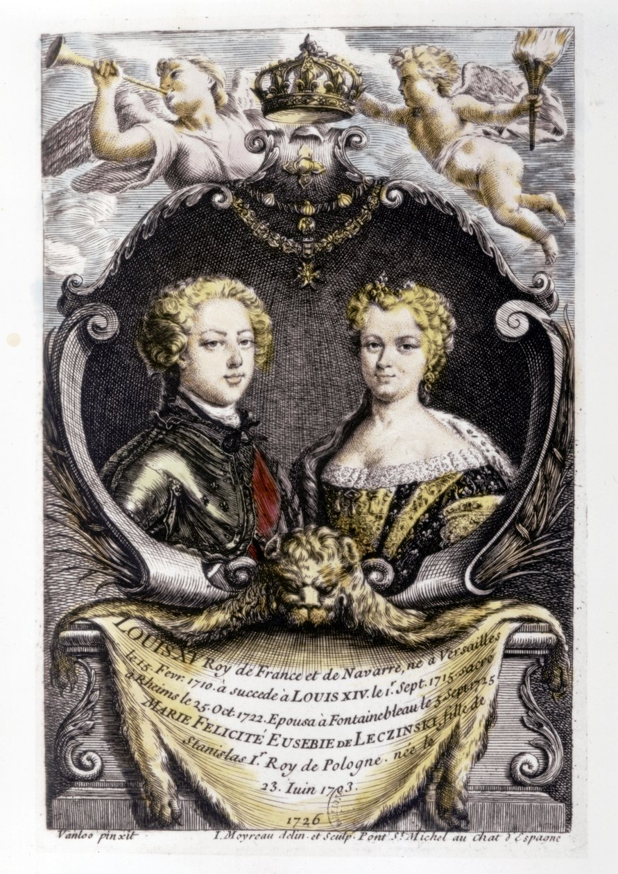 Luigi XV e Maria Leszczyńska: Luigi XV (15 anni) e Maria Leszczyńska (22 anni) da Carle van Loo