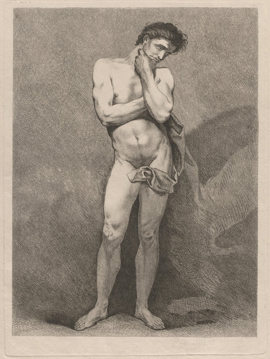 Uomo in piedi in posa pensierosa da Carle van Loo