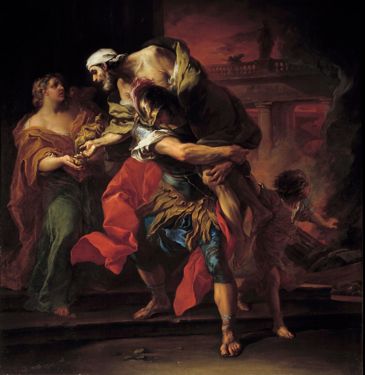 Guerra di Troia: "Enea porta Anchise" da Carle van Loo