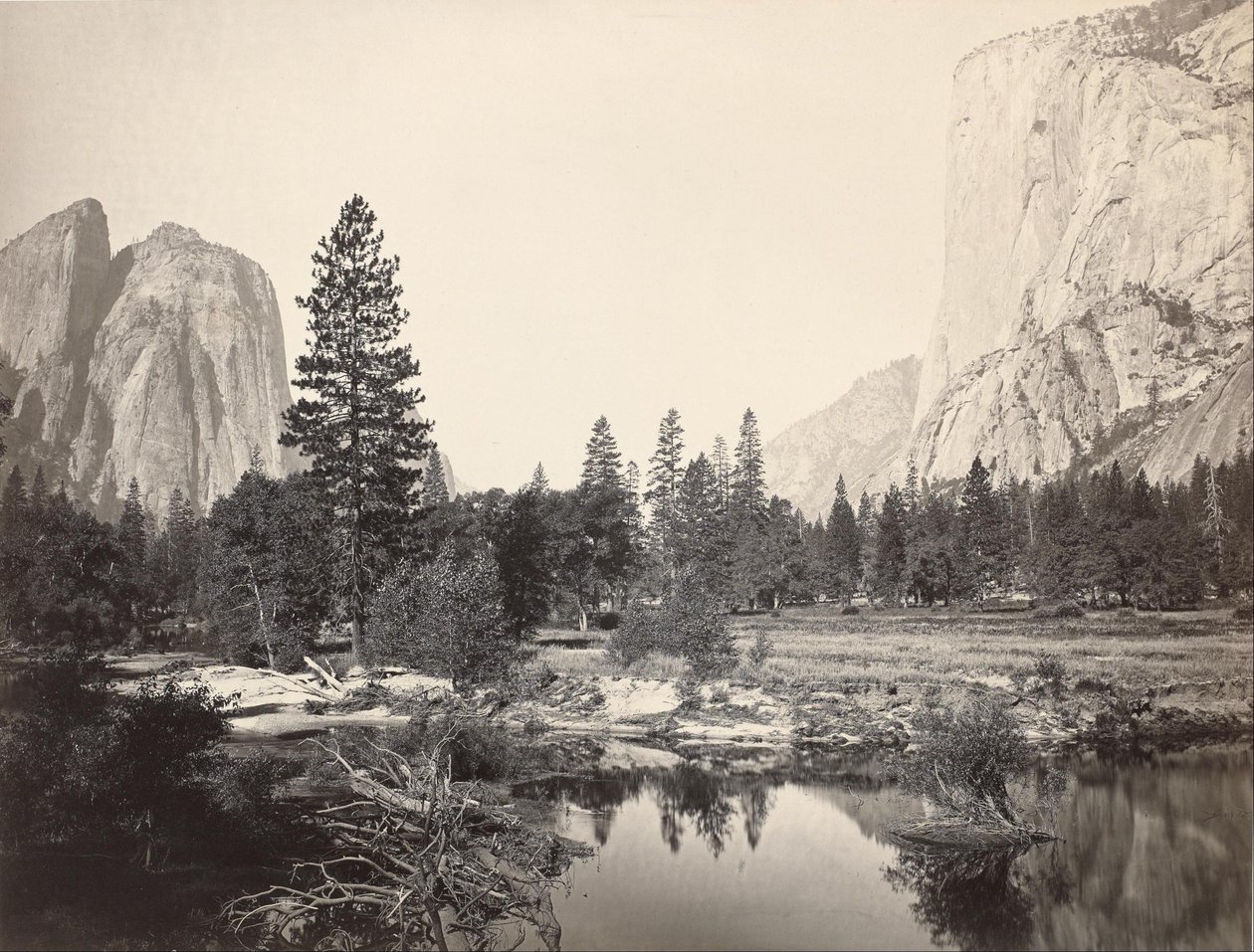 Giù nella Valle, Yosemite, Rocce della Cattedrale, El Capitan, Yosemite da Carleton E. Watkins