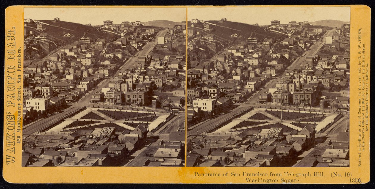Panorama di San Francisco da Telegraph Hill, Washington Square da Carleton E. Watkins