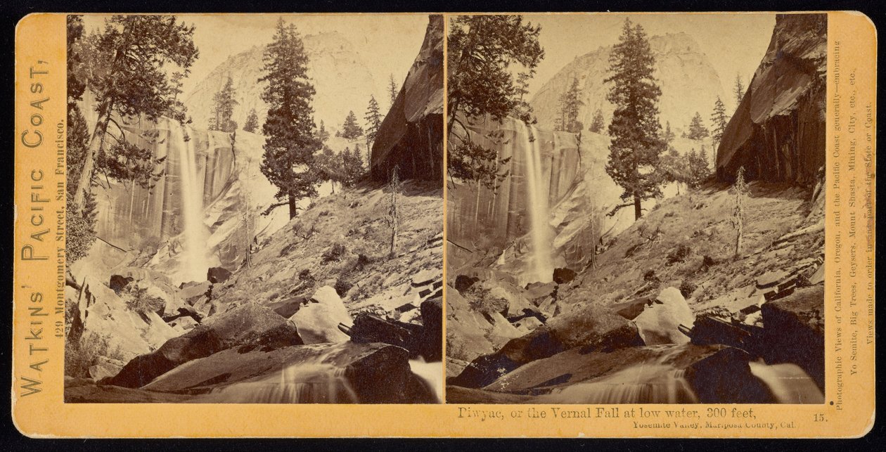 Piwyac, o la Vernal Fall, 300 piedi, Yosemite Valley, Contea di Mariposa, Cal. da Carleton E. Watkins