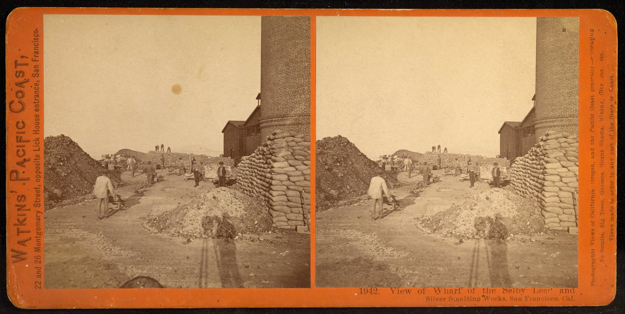 Vista del Molo delle Opere di Fusione di Piombo e Argento Selby, San Francisco, California da Carleton E. Watkins