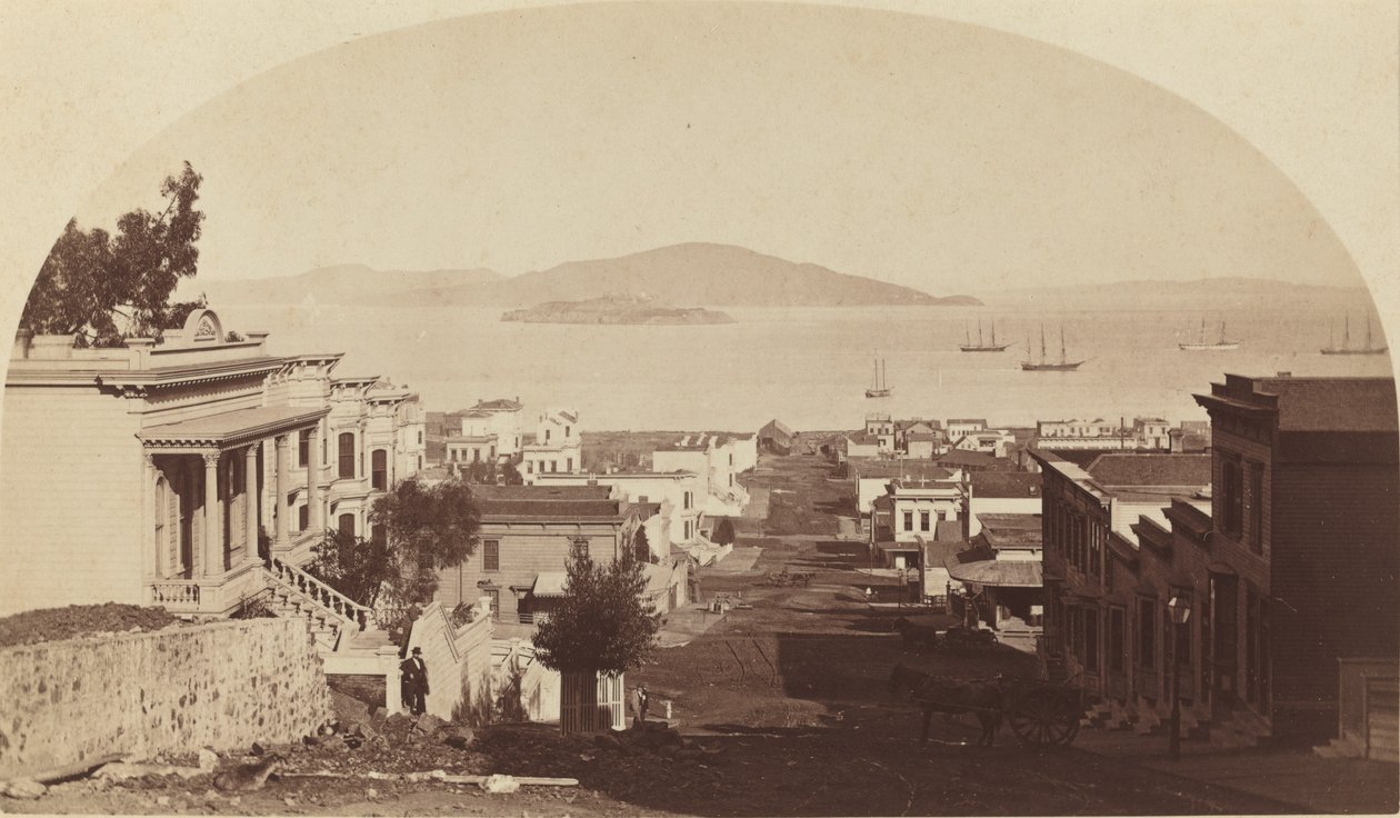 Isola di Alcatraz e Baia di San Francisco, Vista Nord da Carleton E. Watkins