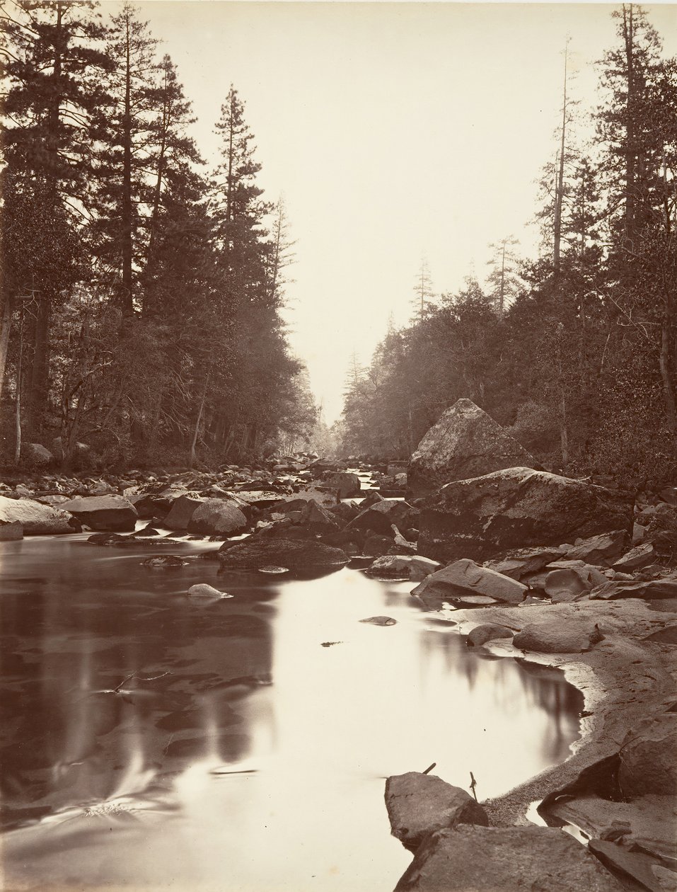 Fiume Merced, Yosemite, ca. 1872, stampato ca. 1876 da Carleton E. Watkins.