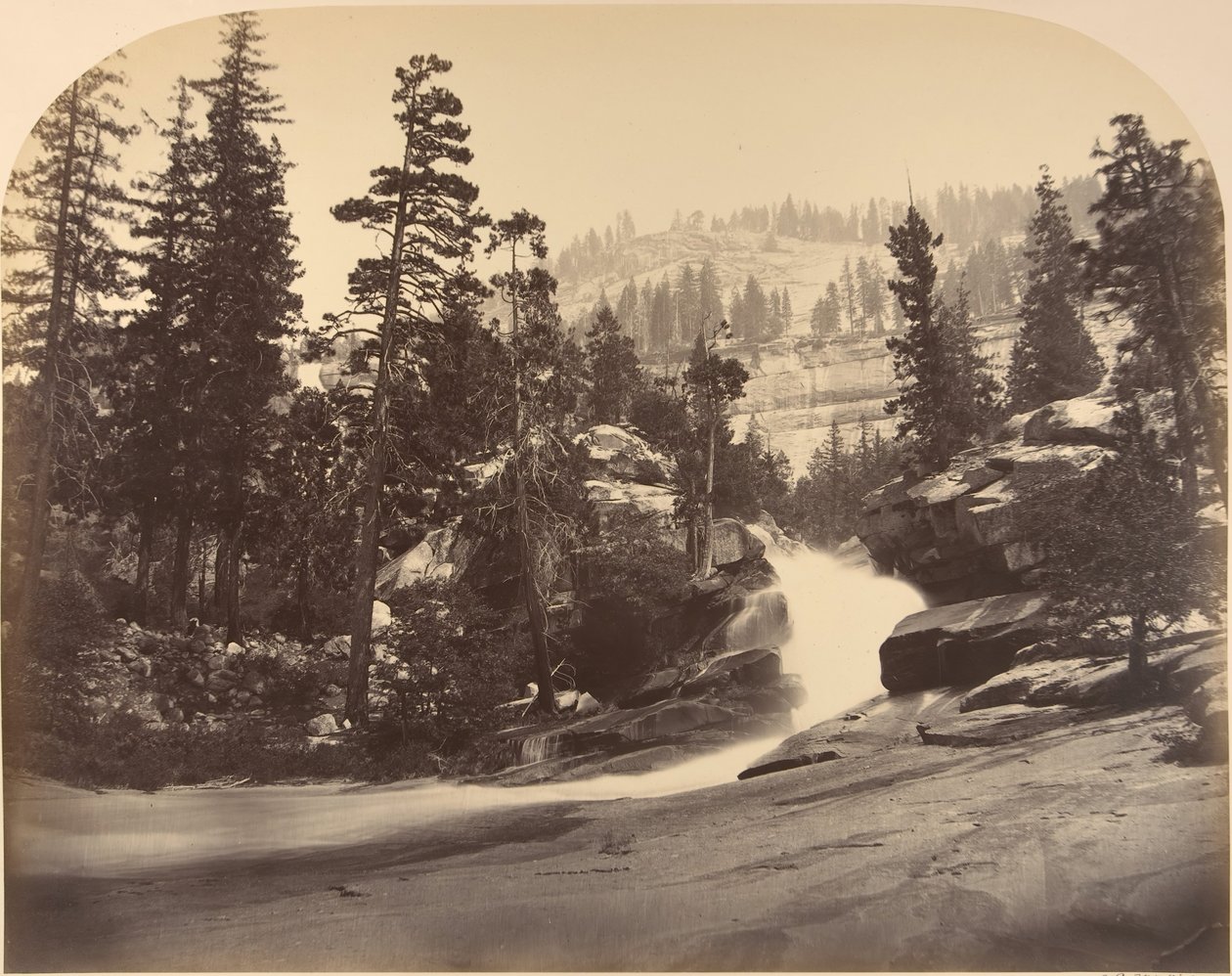 Cascata, Nevada Fall a sinistra, vista sopra Vernal Fall da Carleton Emmons Watkins