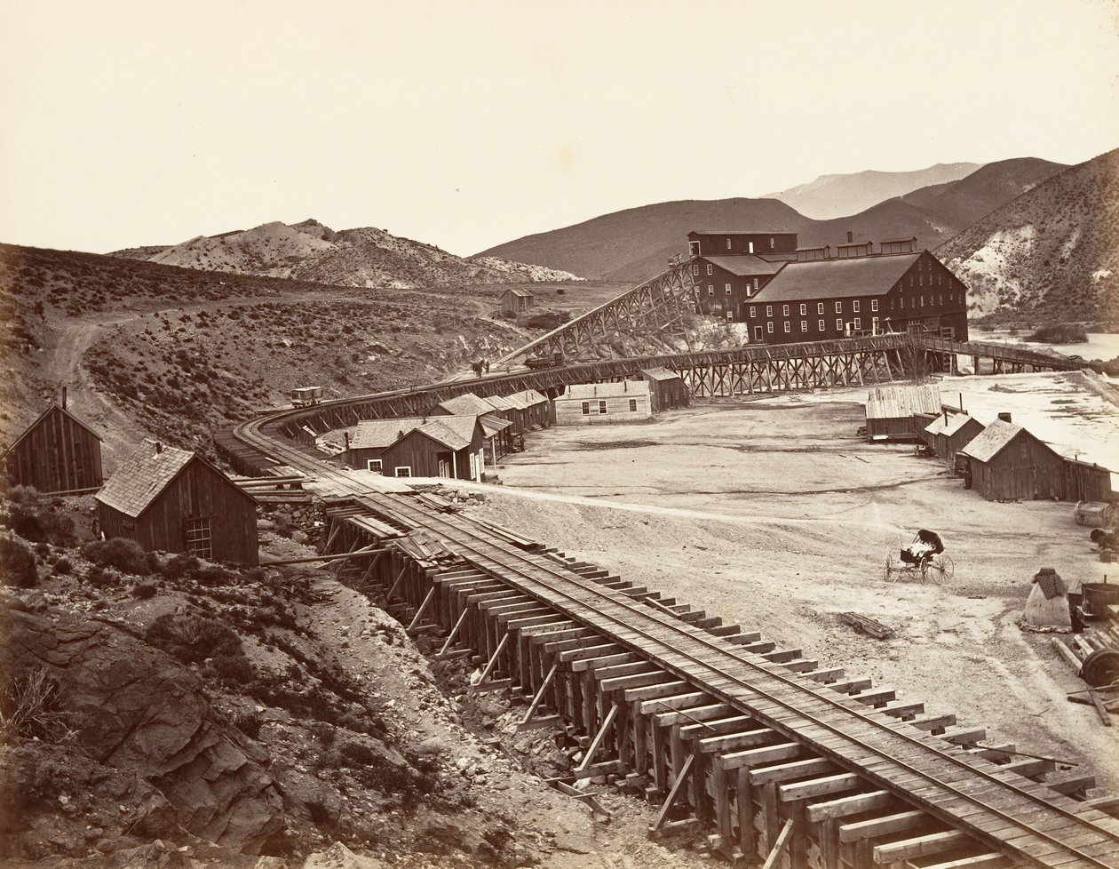 Eureka Quartz Mill e Flume, Nevada da Carleton Emmons Watkins