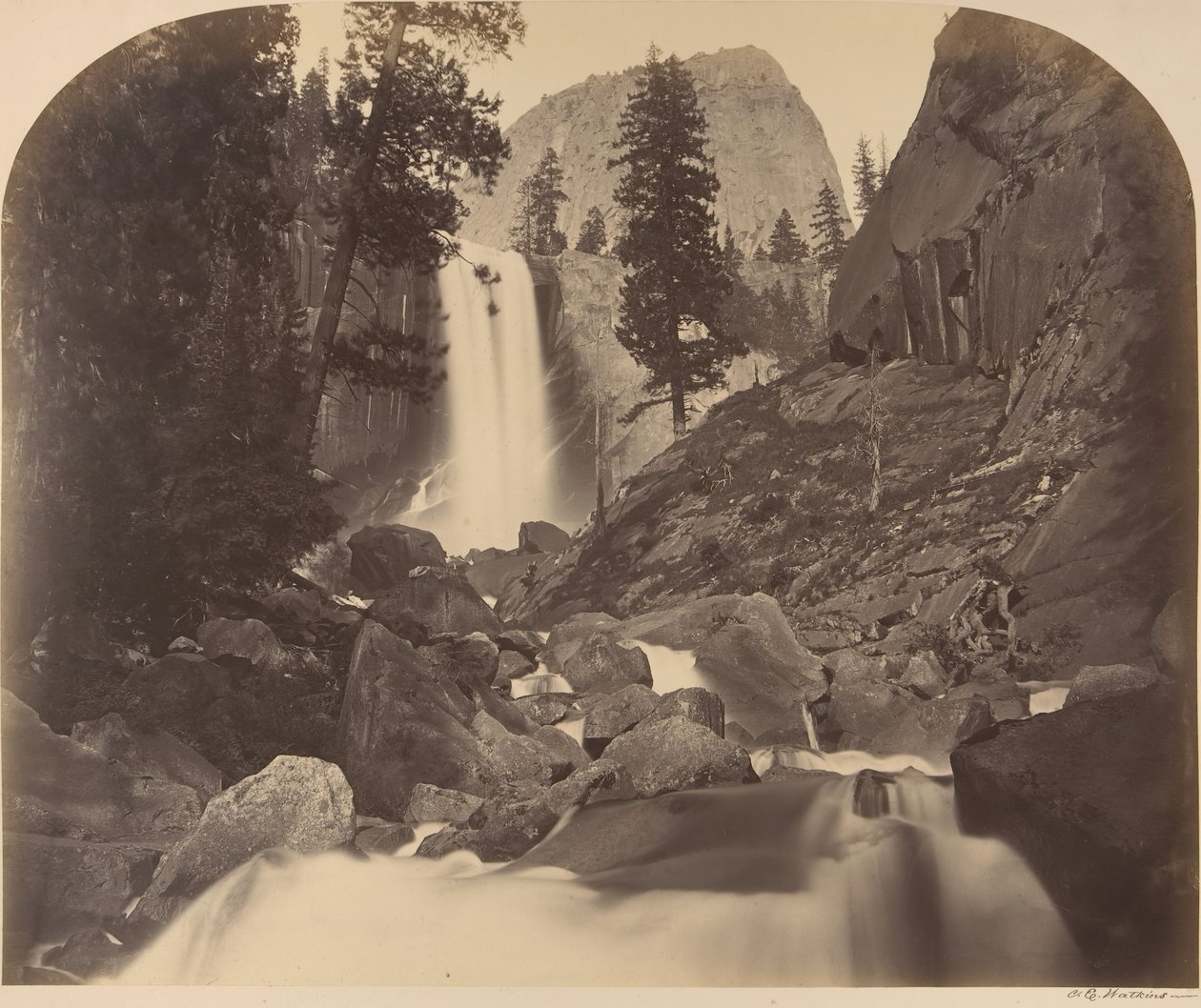 Monte Broderick al centro distante, Piroyac, Cristalli cadenti, Cascata Vernal da Carleton Emmons Watkins