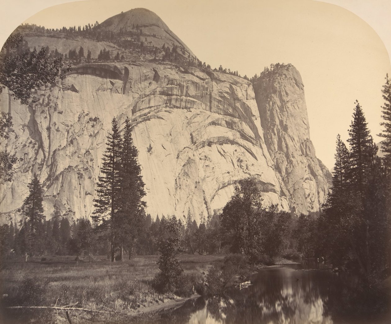 North Dome a sinistra - Royal Arches - Washington Column, 1861, Yosemite da Carleton Emmons Watkins