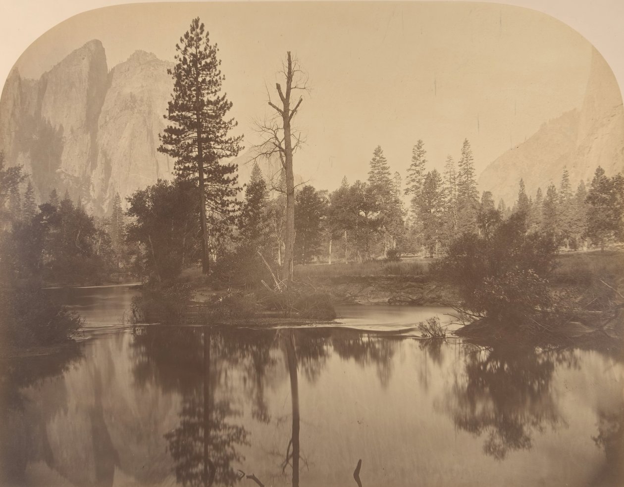 Vista del Fiume Giù per la Valle, Roccia della Cattedrale a Sinistra da Carleton Emmons Watkins