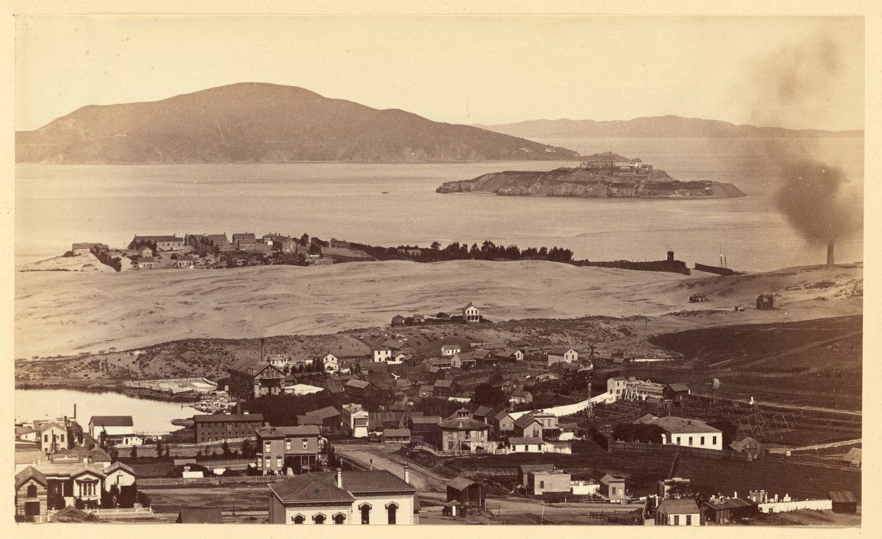 Alcatraz e Black Point da Russian Hill, San Francisco da Carleton Watkins