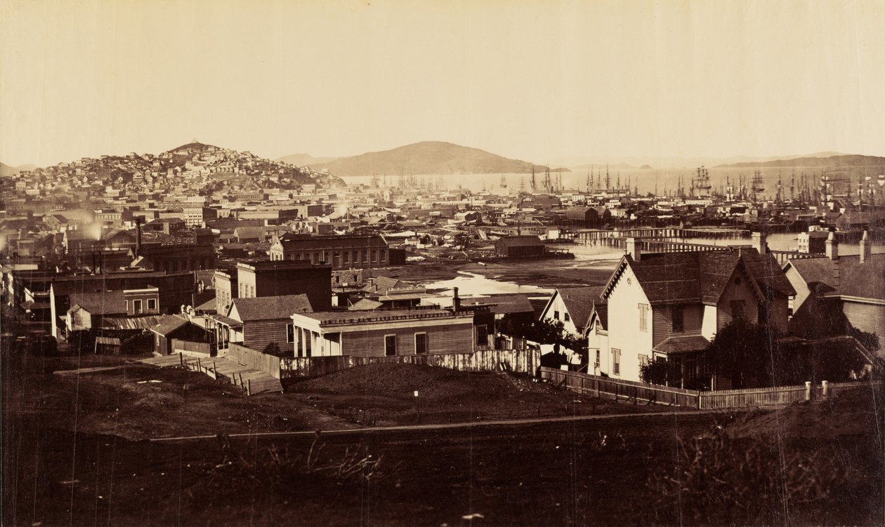 [Fronte della città dalla collina di Rincon nel 1860]. da Carleton Watkins