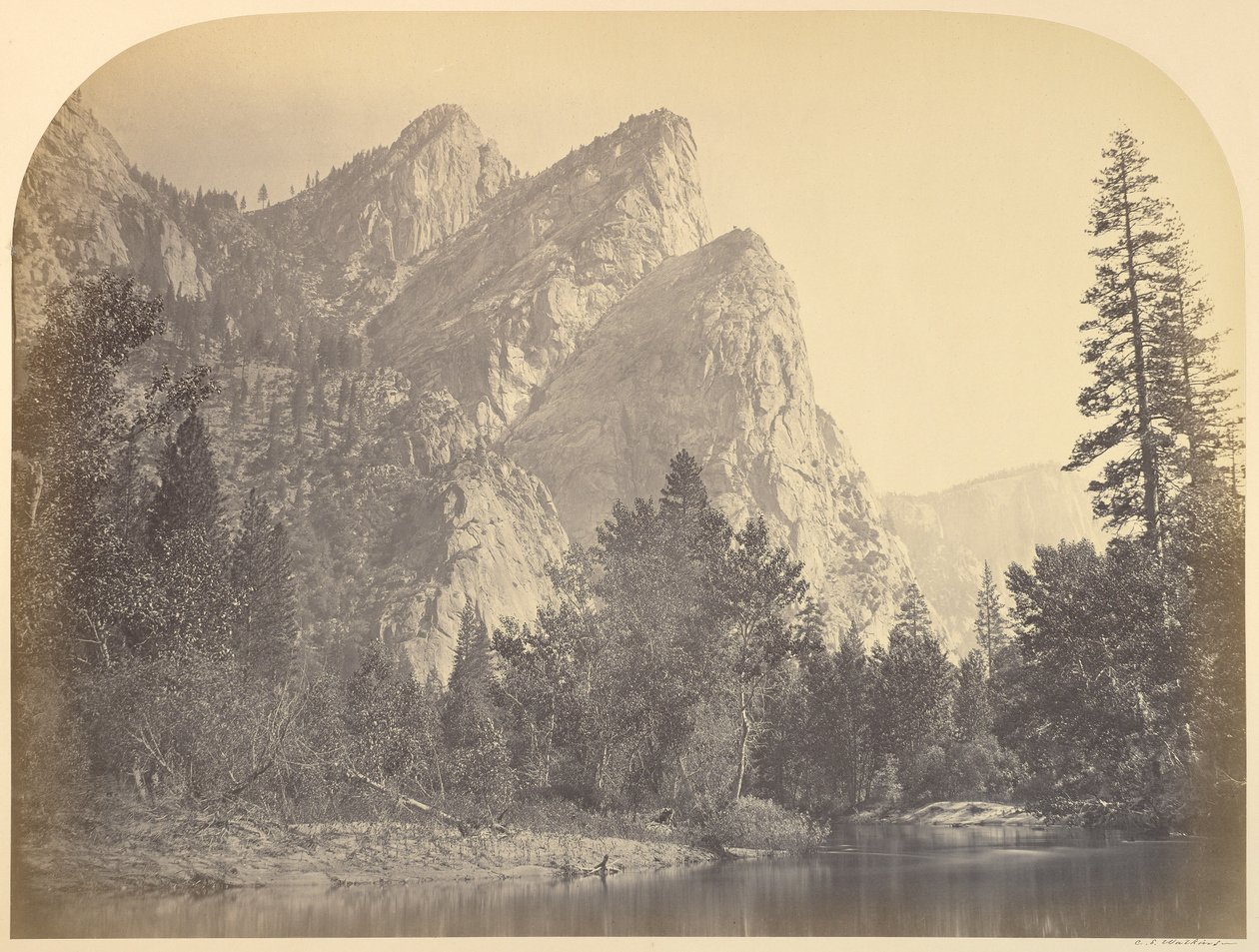 Pompompasus - Tre fratelli. 4480 ft. Yosemite da Carleton Watkins