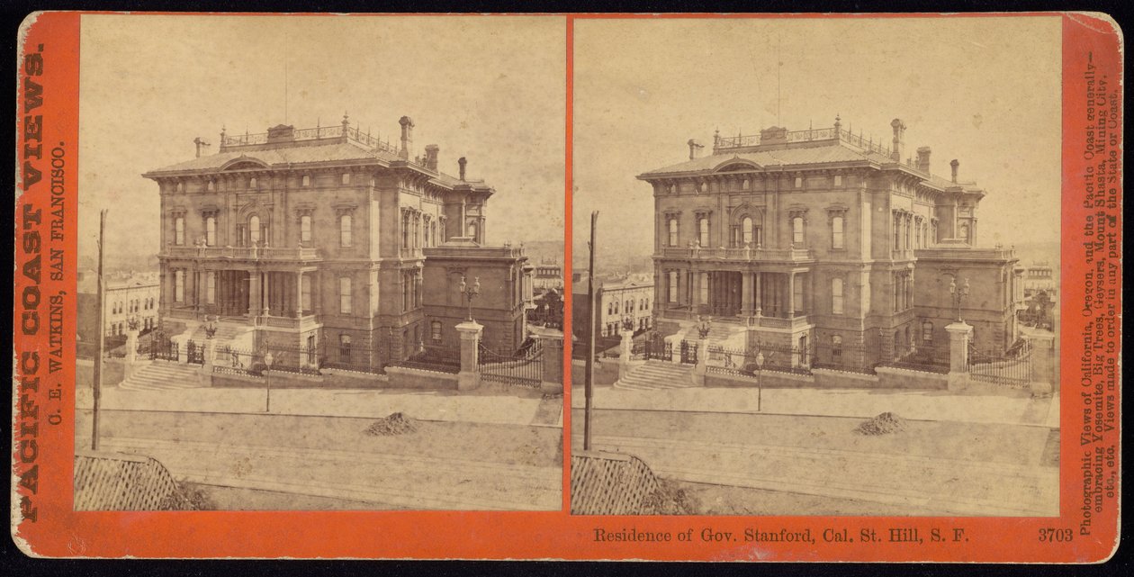 Residenza del governatore Stanford, Cal. St. Hill, S.F da Carleton Watkins