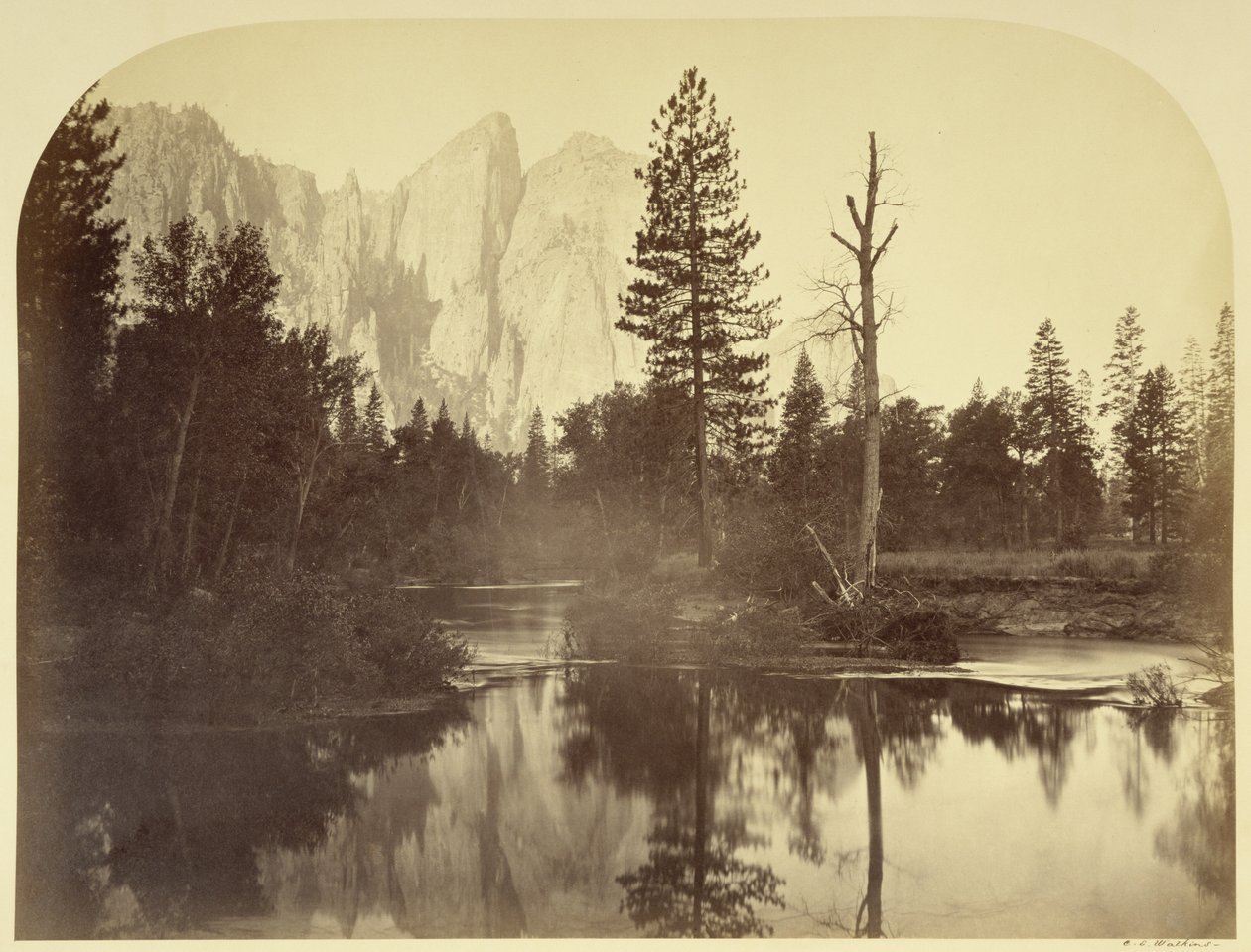 Veduta del fiume - Giù per la valle - Yosemite da Carleton Watkins