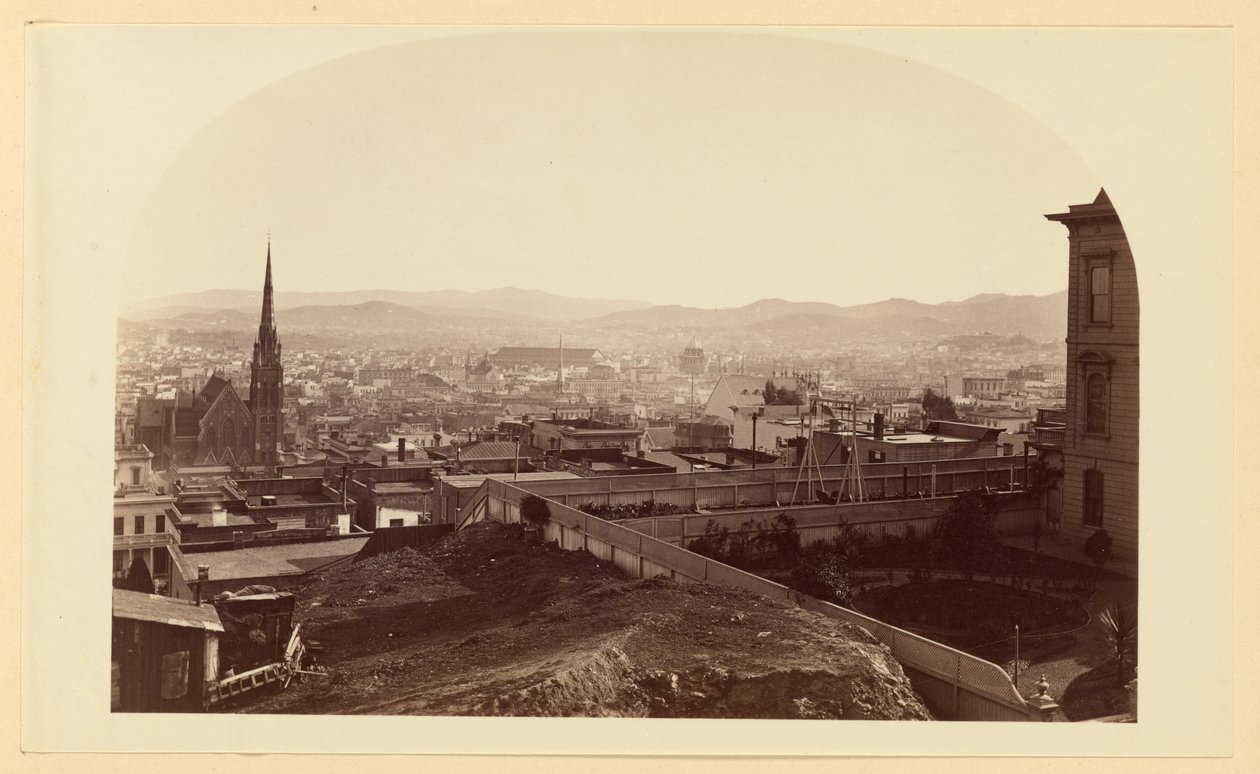 [Vista dalla residenza di Mr. Crocker, Cal St. Hill, in direzione sud-est]. da Carleton Watkins