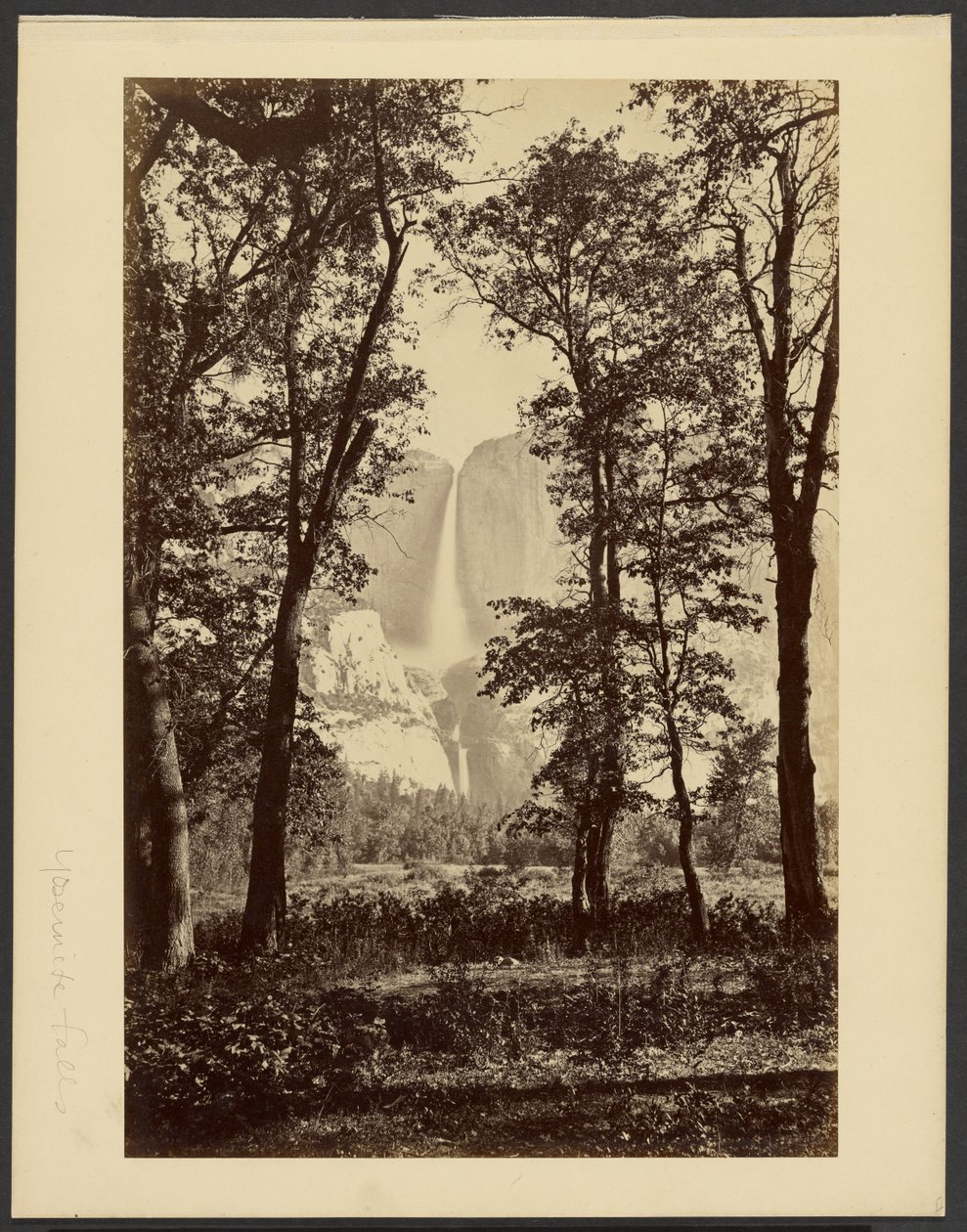 Cascate Yosemite, dal basso da Carleton Watkins