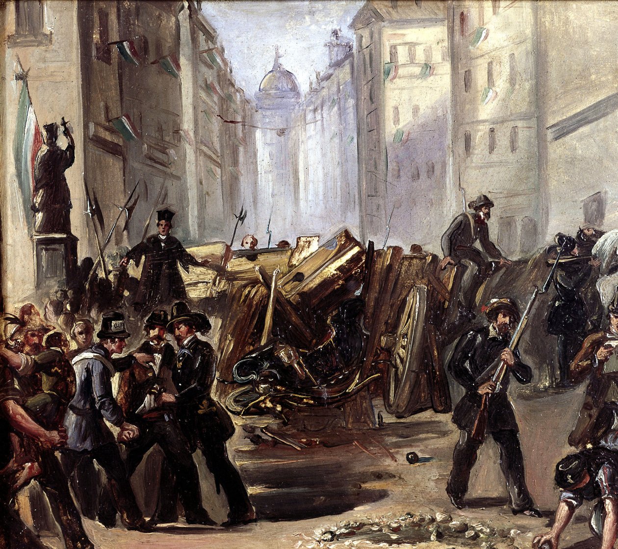 Battaglia di strada e barricata a Roma al tempo del Risorgimento, 1870 da Carlo Ademollo