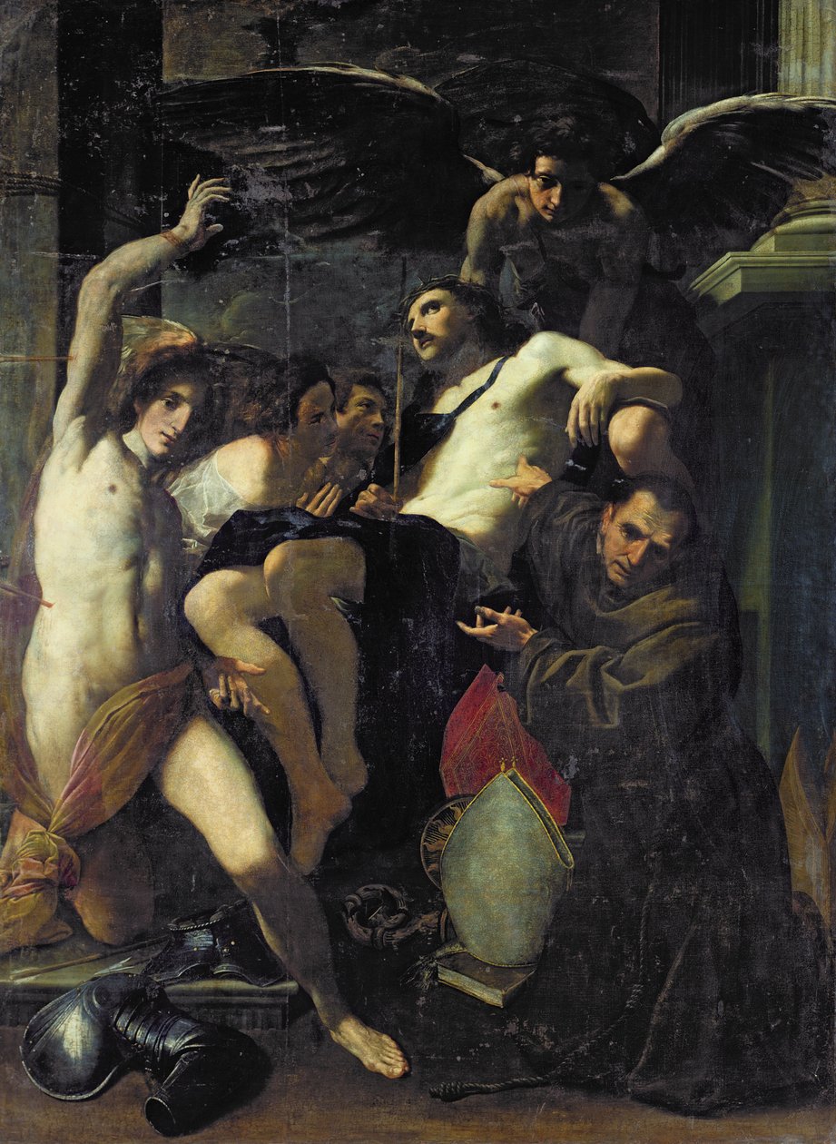 Cristo adorato dagli angeli, San Sebastiano e San Bonaventura da Carlo Bononi