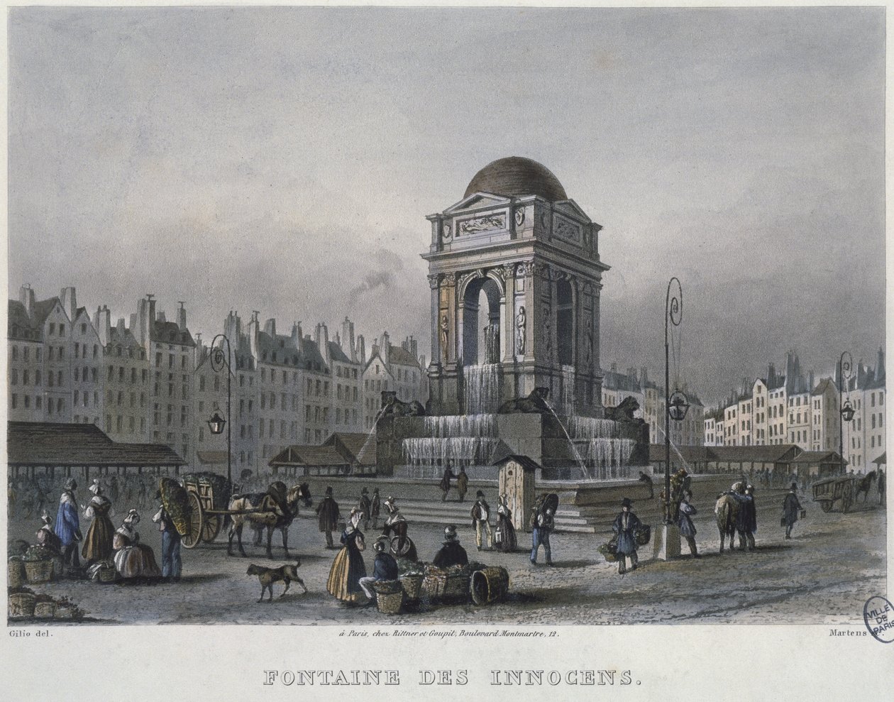 La fontana degli Innocenti, Parigi, inciso da Frederic Martens, 1832 da Carlo Gilio