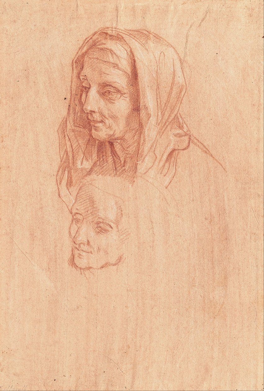 Due Studi per la Testa di una Donna Anziana da Carlo Maratta or Maratti