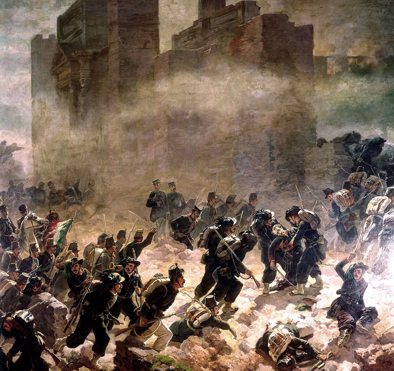 Breccia nella Porta Pia a Roma al tempo del Risorgimento (unificazione d