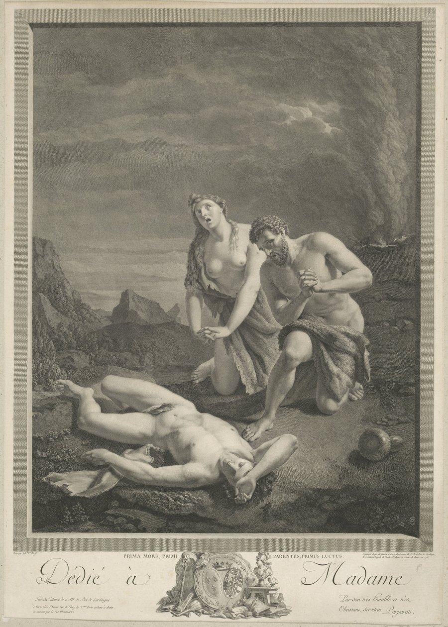 Adamo ed Eva presso il corpo di Abele da Carlo Antonio Porporati