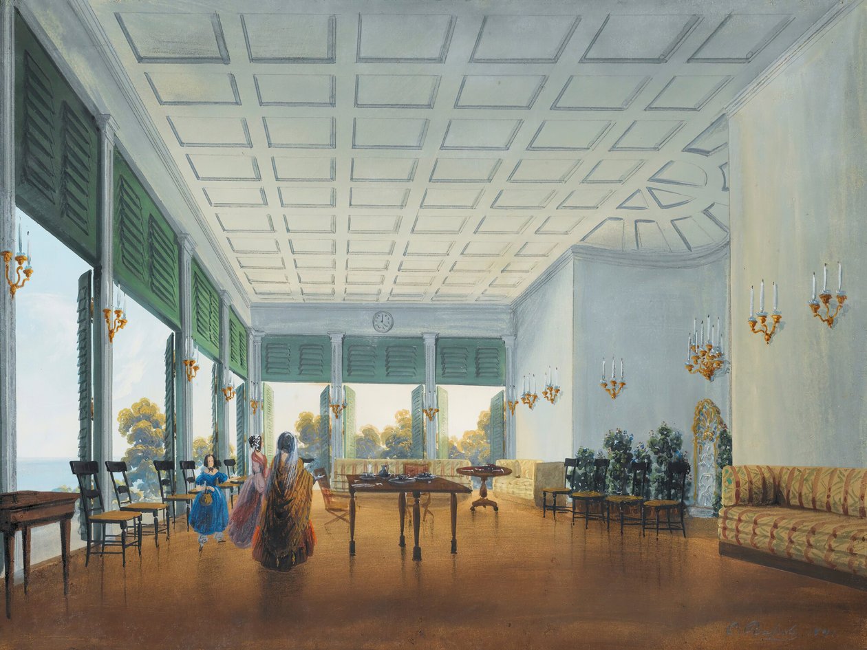 Interno nel Palazzo Naryshkin di Miskhor, 1841-1842 da Carlo Bossoli