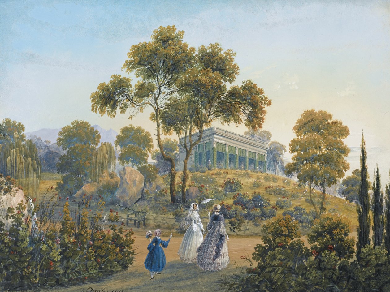 Veduta di Miskhor, ca. 1842 da Carlo Bossoli
