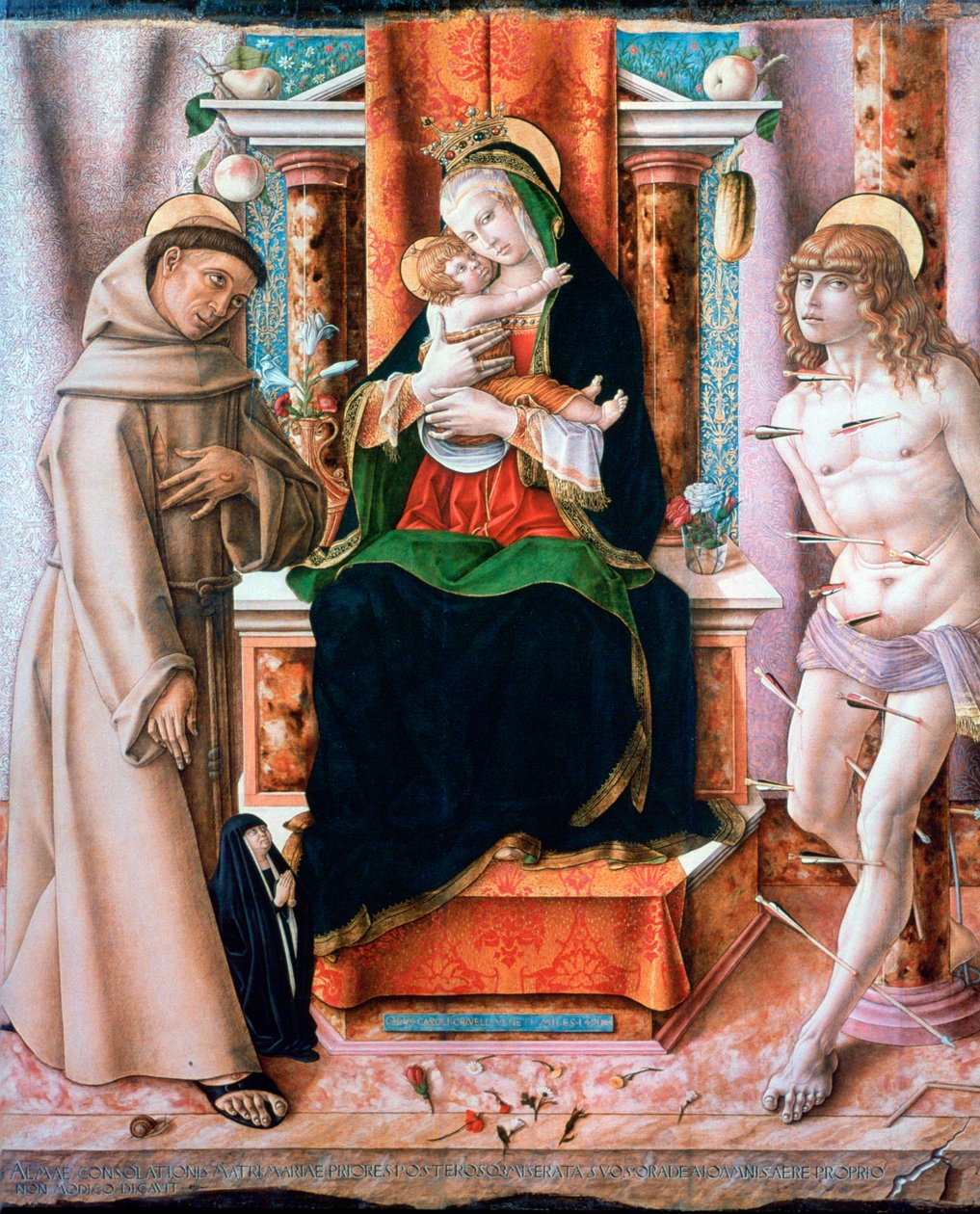 La Vergine e il Bambino con i Santi Francesco e Sebastiano, 1491 da Carlo Crivelli