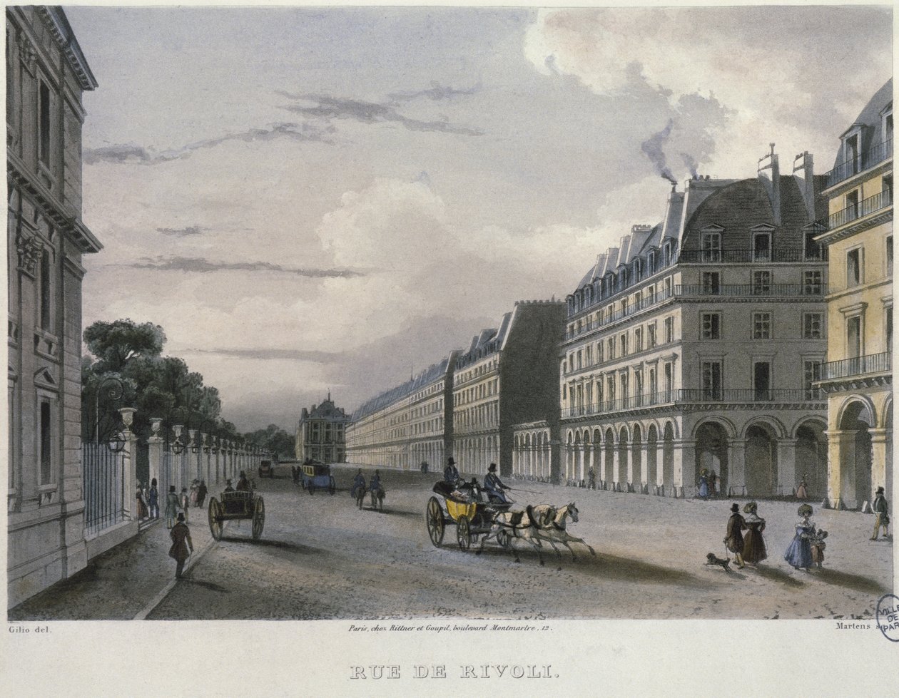 La Rue de Rivoli, inciso da Frederic Martens, 1832 da Carlo Gilio