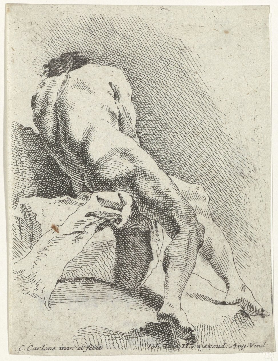 Nudo maschile seduto visto da dietro da Carlo Innocenzo Carlone