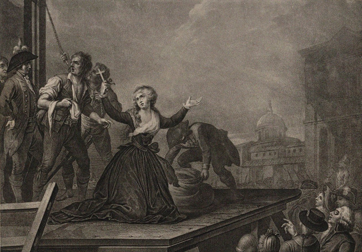 Madame Élisabeth de France, sorella del re, davanti alla ghigliottina il 10 maggio 1794, c. 1795 da Carlo Lasinio