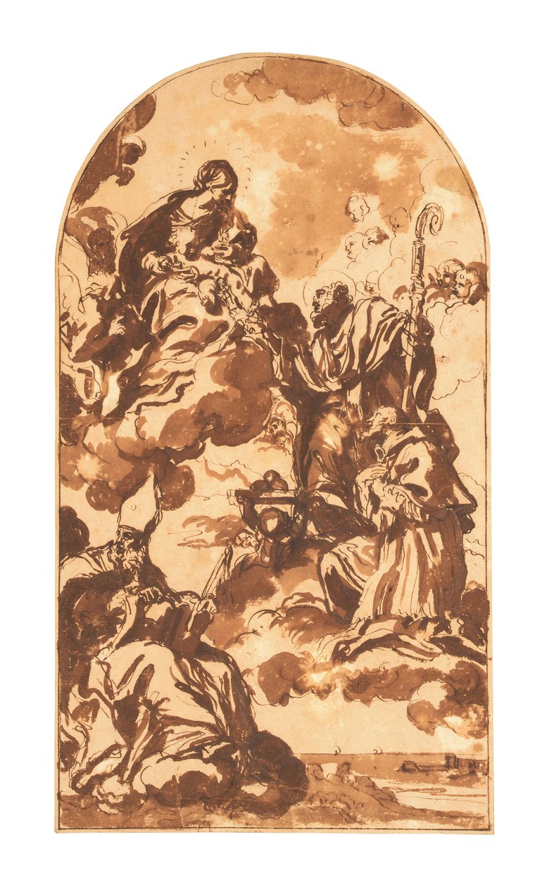 La Madonna col Bambino appare ai Santi Ambrogio, Francesco di Sales e Nicola di Bari da Carlo Maratta or Maratti