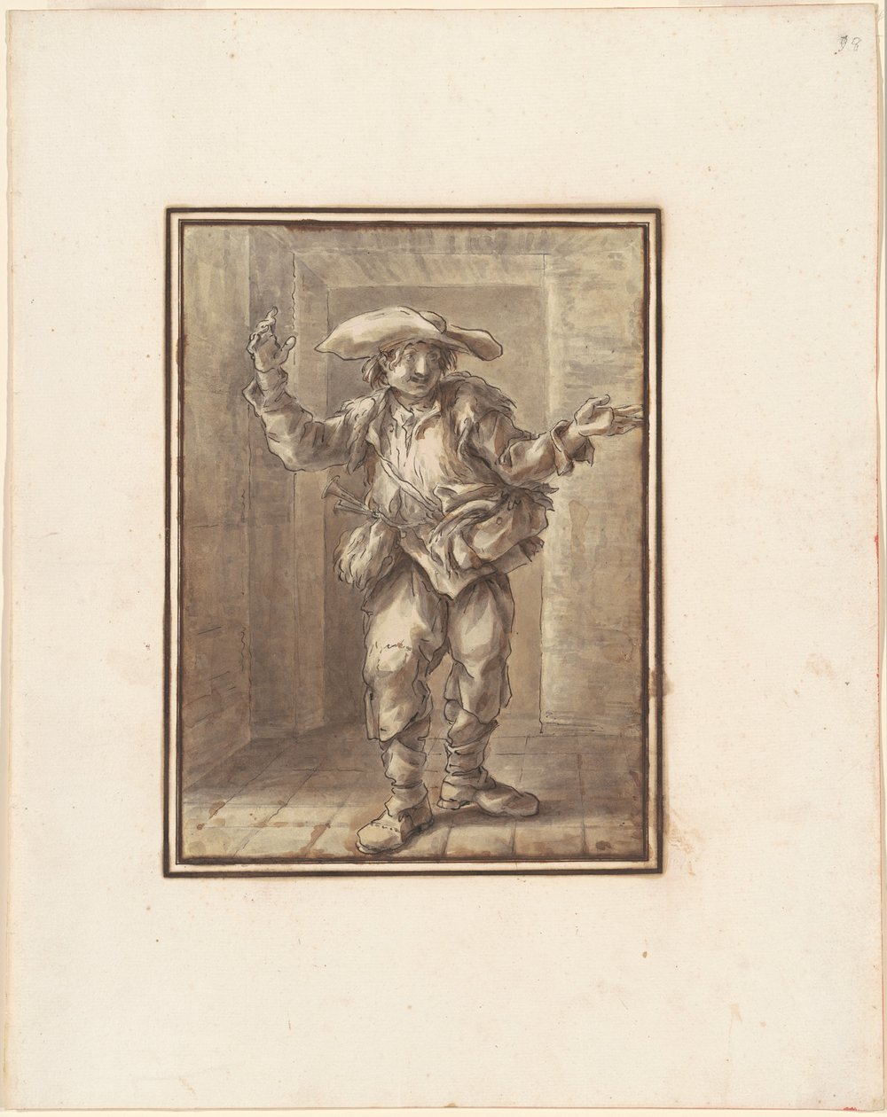 Caricatura di un contadino con un cappello largo da Carlo Marchionni