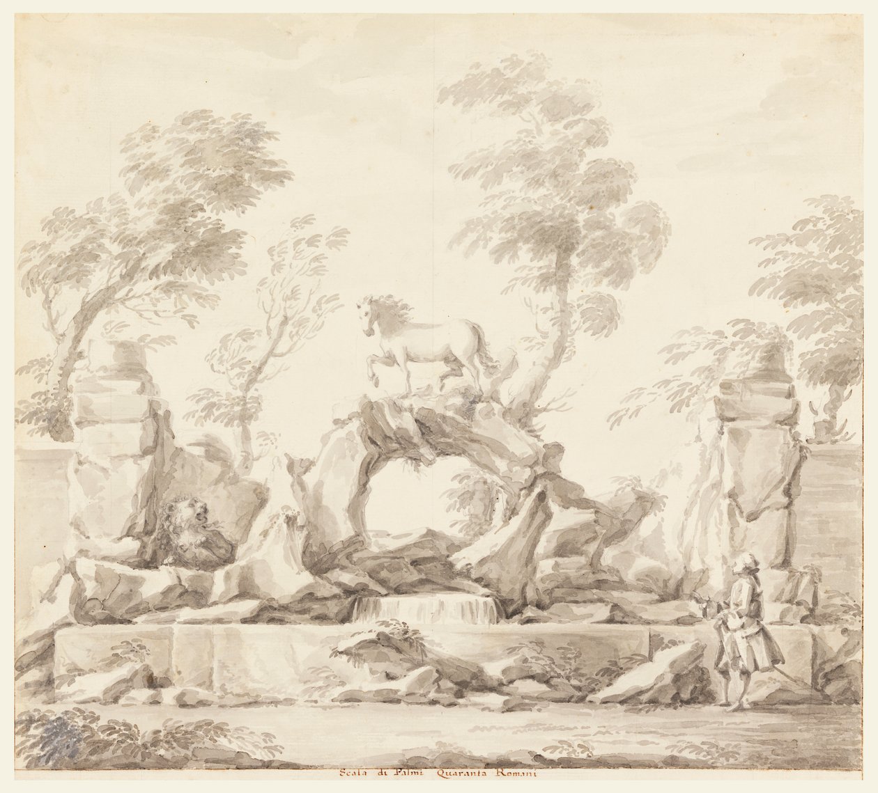 Progetto per una Fontana con Pegaso, per la Villa Albani, Roma da Carlo Marchionni
