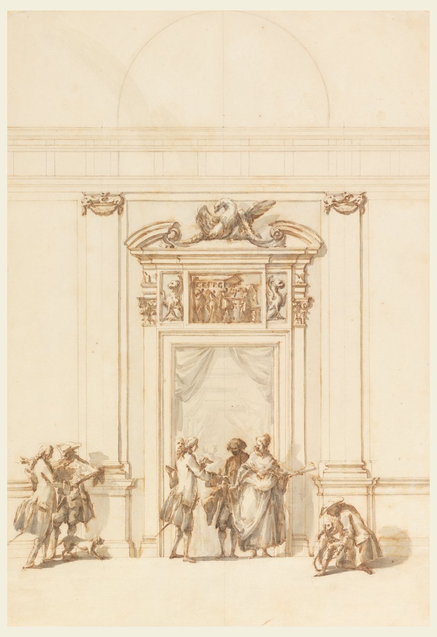 Progetto per il Portale Nord, Grande Galleria, Villa Albani, Roma, Italia da Carlo Marchionni