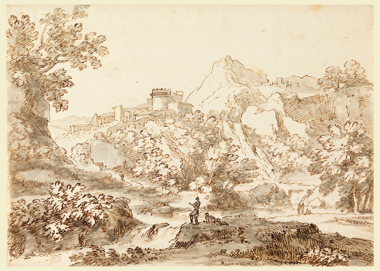 Disegno, Paesaggio con città, 1750-1770 da Carlo Marchionni