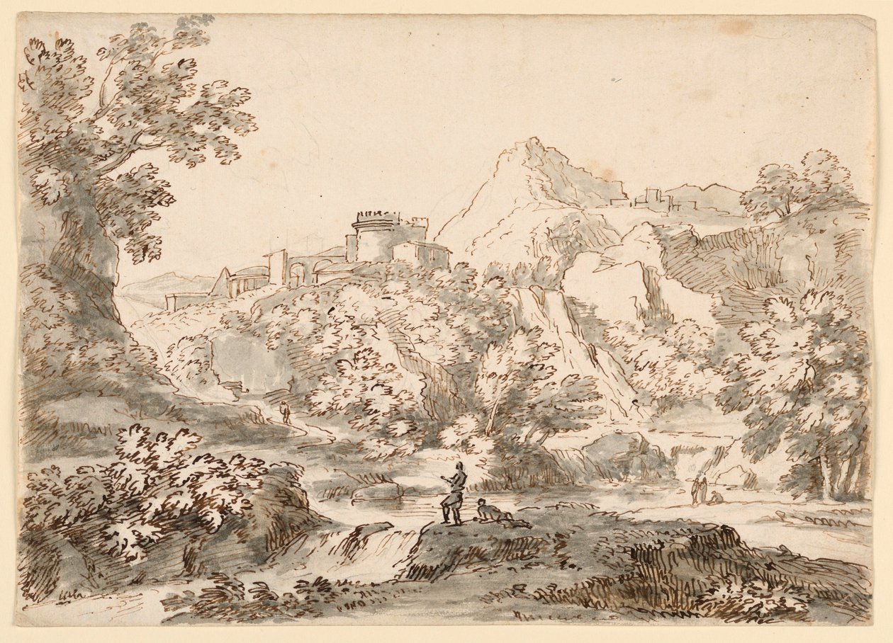 Disegno, Paesaggio con città, 1750-1770 da Carlo Marchionni