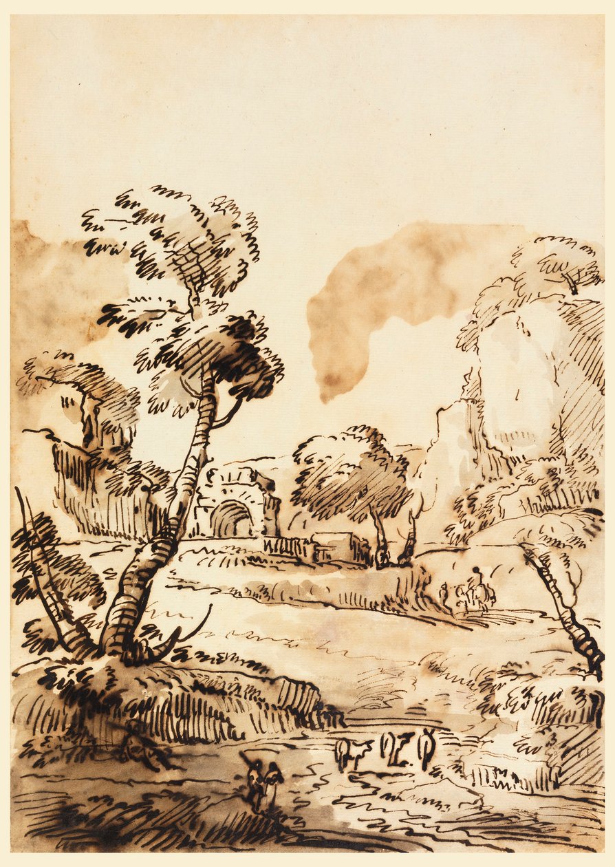 Disegno, Paesaggio pastorale, 1760-1780 da Carlo Marchionni