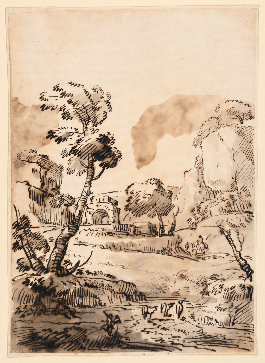 Disegno, Paesaggio pastorale, 1760-1780 da Carlo Marchionni