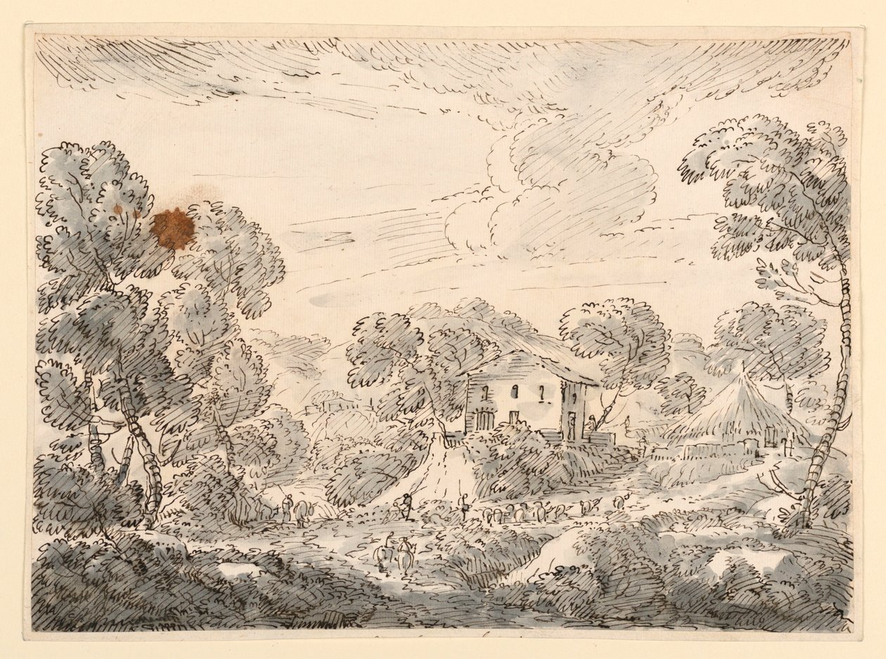 Disegno, Abitazione di un contadino in un paese boscoso, 1750-1770 da Carlo Marchionni