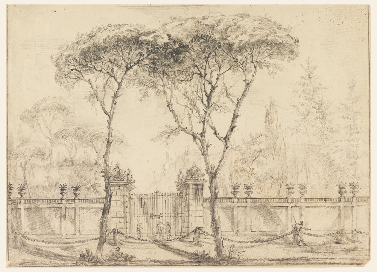 Disegno, Al cancello di una villa, 1770-86 da Carlo Marchionni