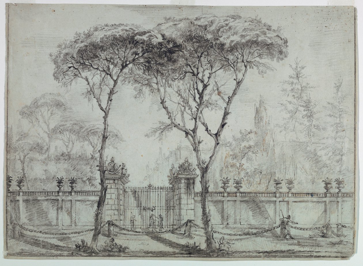 Disegno, Al cancello di una villa, 1770-86 da Carlo Marchionni